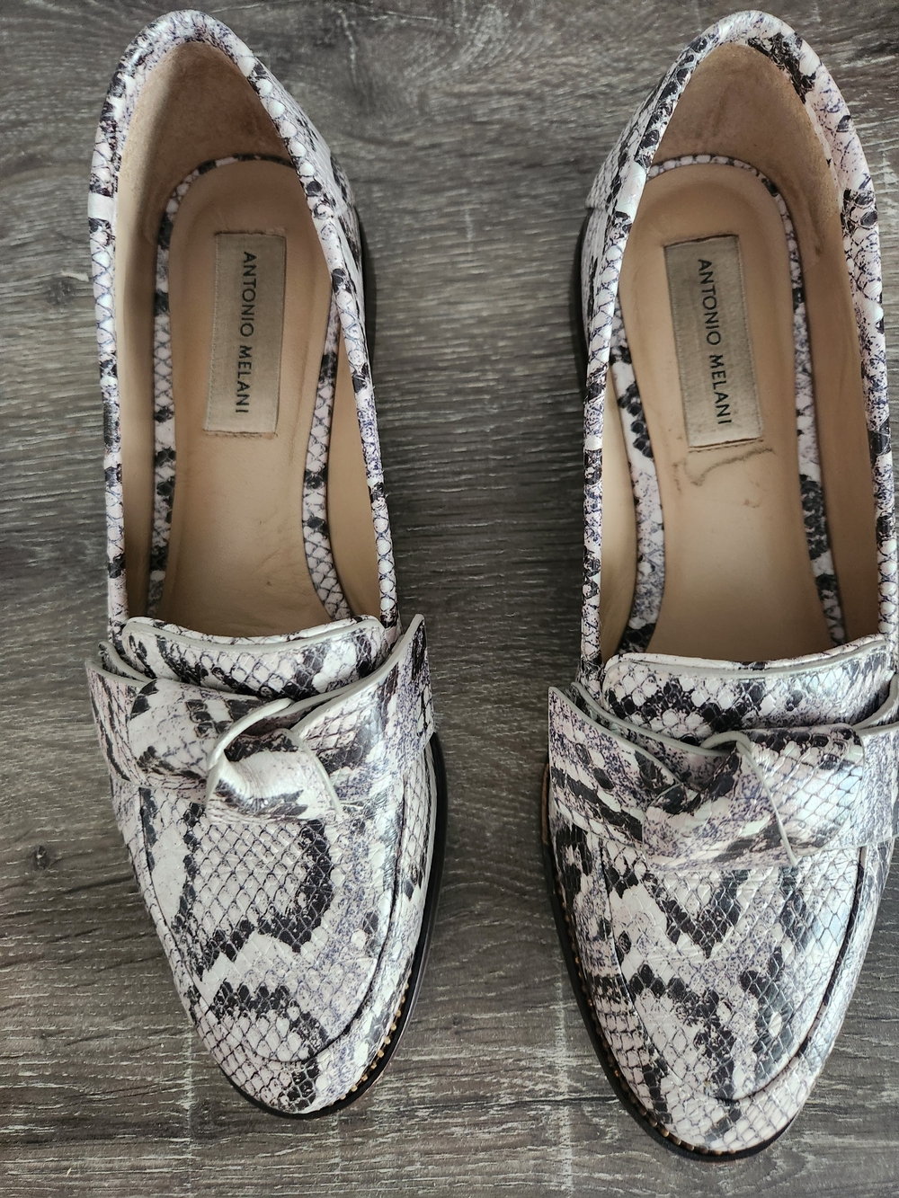 Antonio Melani Women's White Snake-Print Loafers